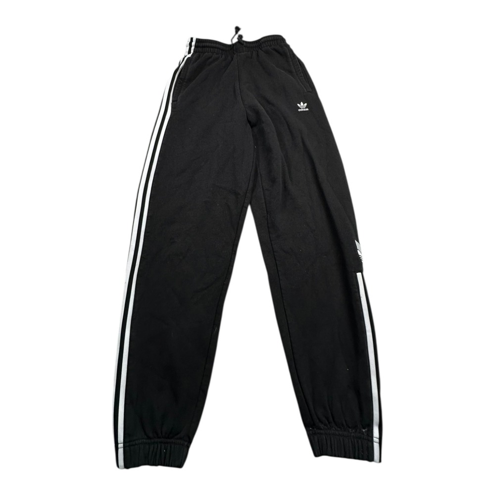 Adidas Black Joggers Sweatpants Mens Womens Unisex 3 Stripes‎ Logo Size 4 XS
